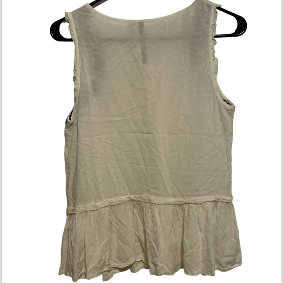 Lauren Conrad Blue Embroidery White Ruffle Peplum Tank Size Small - Picture 7 of 7